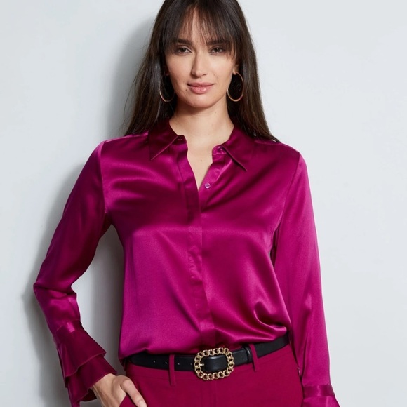 Elie Tahari Tops - NWT Elie Tahari Fuchsia Silk Top Shirt